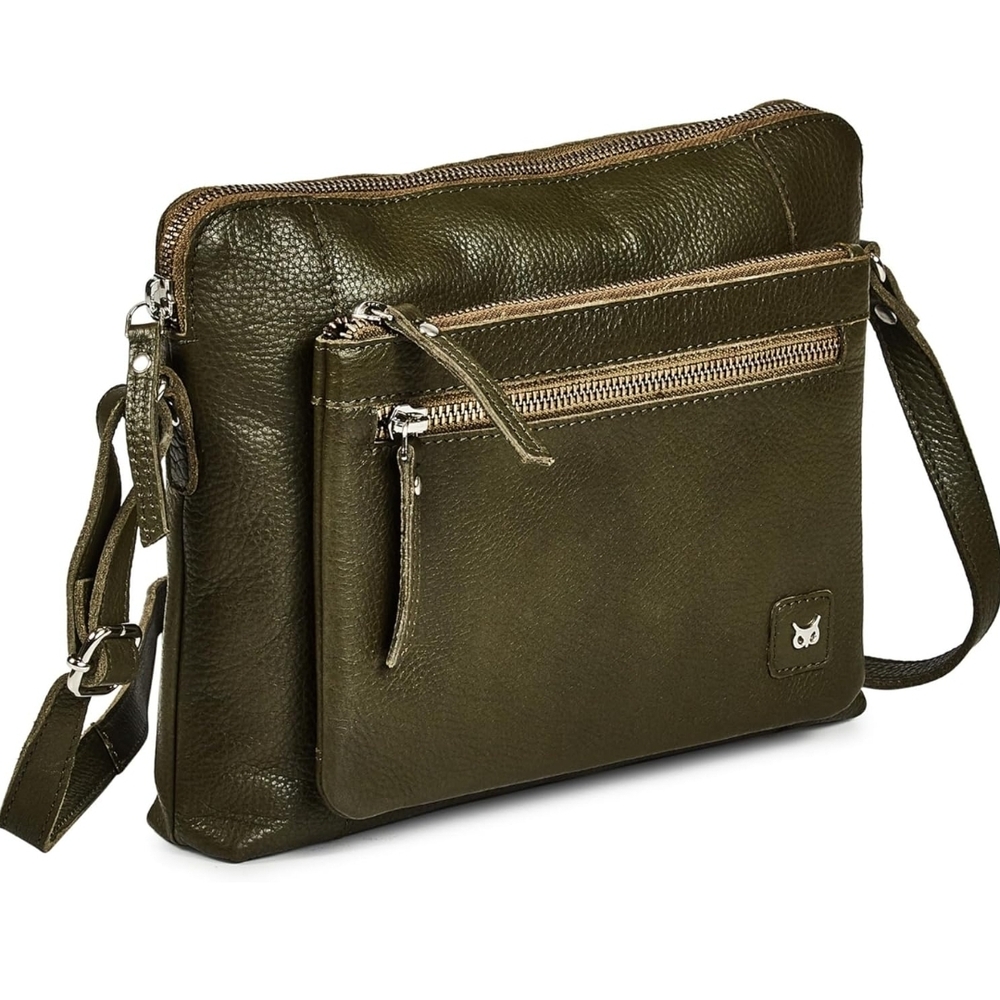 Olive Green Leather Crossbody Bag